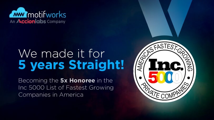 Motifworks Inc. becomes the Honoree of 2022 Inc. List of 5000 Fastest Growing Private Companies in America Banner